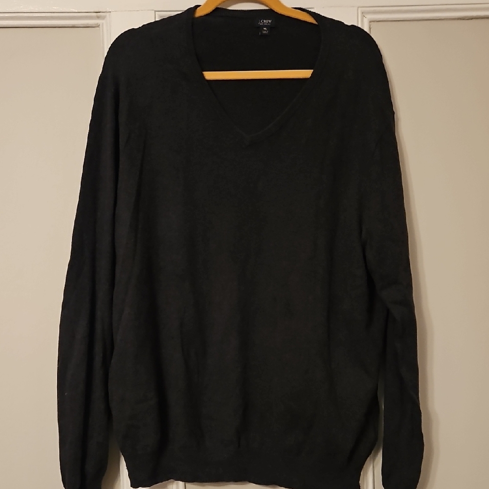 J. Crew Men's XL Gray V-Neck Sweater Cotton/cashmere Blend